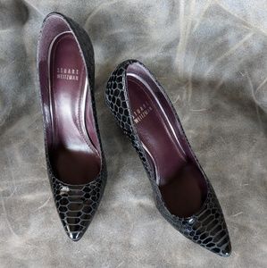 Stuart Weitzman Black Snake Skin Pumps